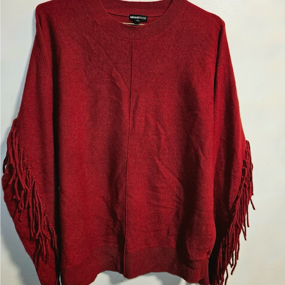 Minnie Rose Fringed Cashmere Sweater M